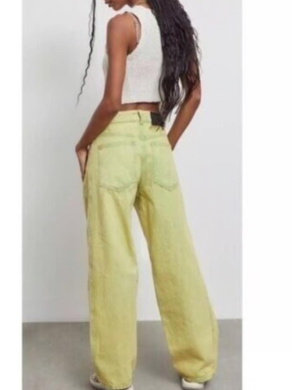 BDG Wide Leg Baggy Barrel Jeans Lime Green Denim 24 Waist Urban Outfitters EUC - Picture 4 of 11